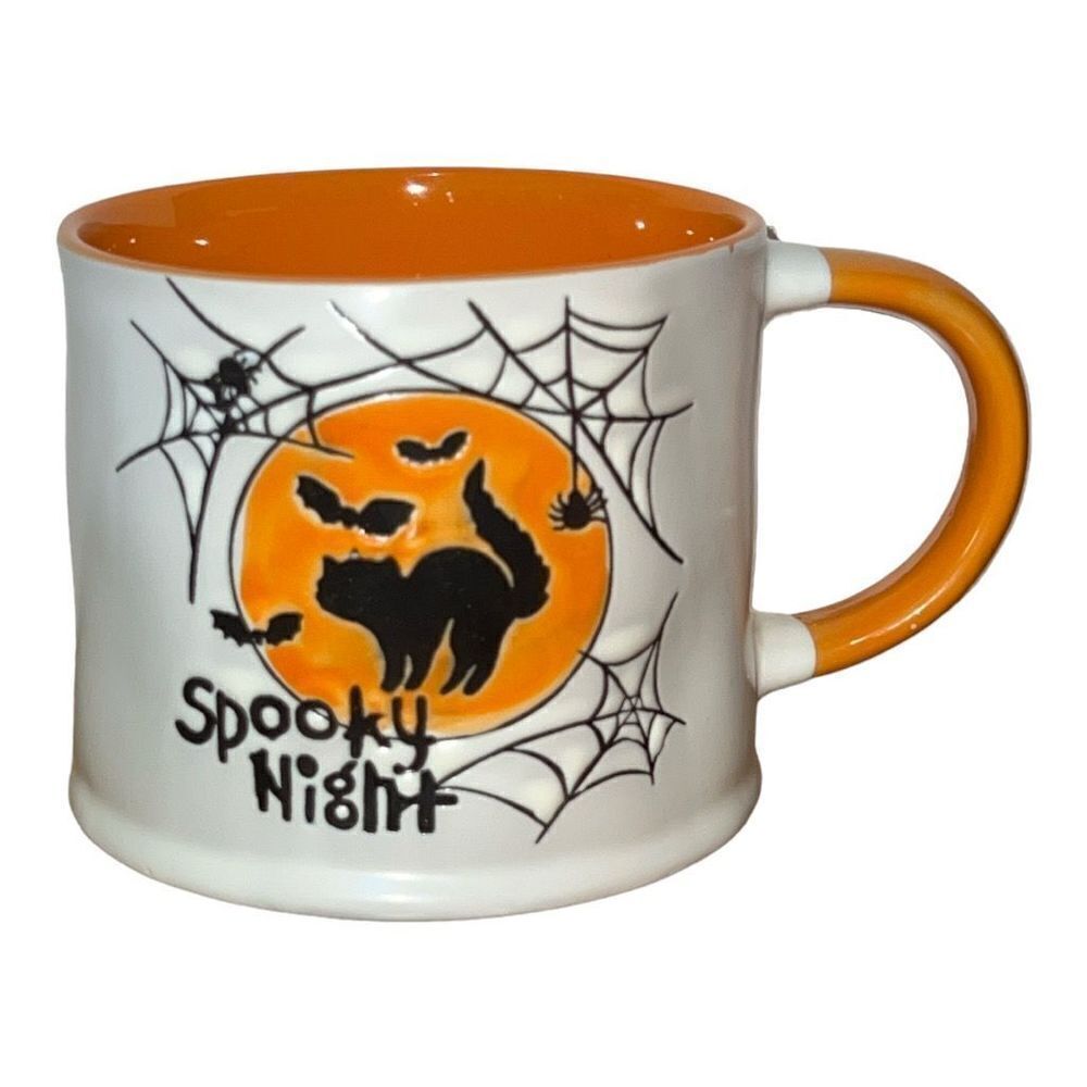 Halloween spooky night black cats and bats mug